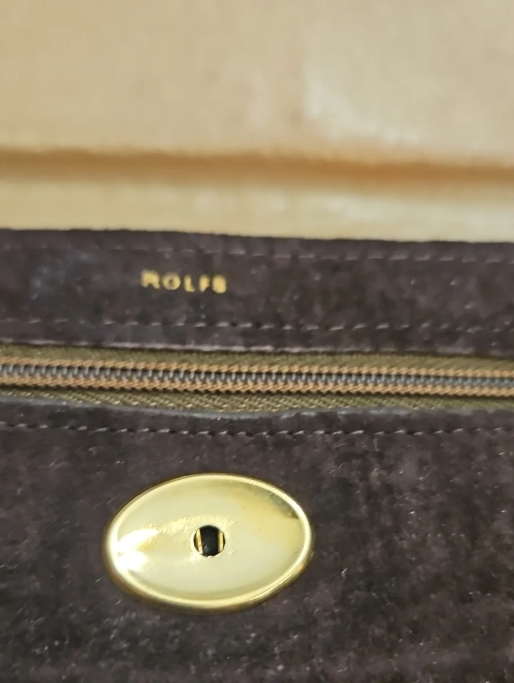 Vintage ROLF'S Brown Suede Leather Clutch Wallet 7.25x5 Holds Phone VGUC